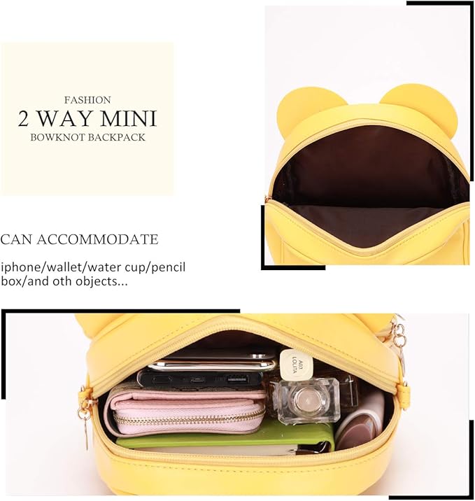 KL928 Girls Bowknot Polka Dot Cute Mini Backpack Small Daypacks Convertible Shoulder Bag Purse for Women