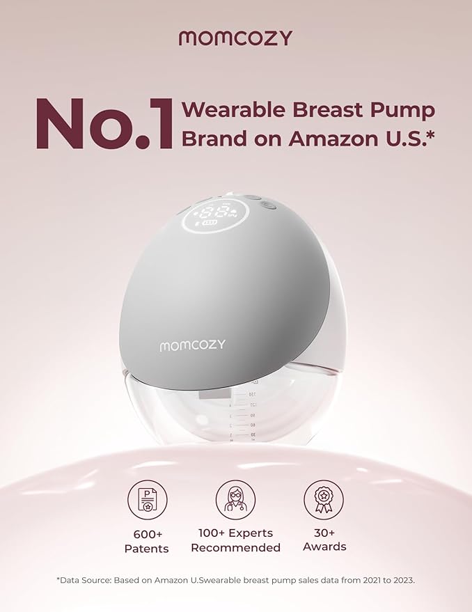 Momcozy Breast Pump Hands Free Upgraded Mobile Flow | M9, App Discreet Control with Personalized Multi-Modes & 15 Levels, Wearable Breast Pump 24mm, 2 Pack Gray