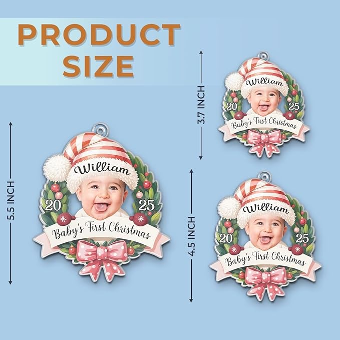 Pawfect House Custom Photo Acrylic Ornament, Personalized Christmas Baby Shower, Gender Reveal Gifts for New Moms, New Dads, New Parents, First Time Mom Gifts, Family Christmas Ornaments 2025