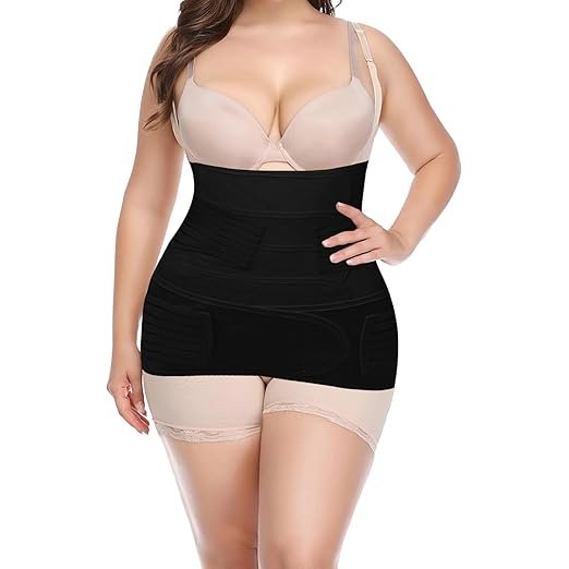 XXX-Large 2 in 1 Postpartum Belly Band Wrap Black, C-Section Support Belt, Post Partum Support Recovery Waist/Pelvis Belt, Hysterectomy Binder Girdle Stomach