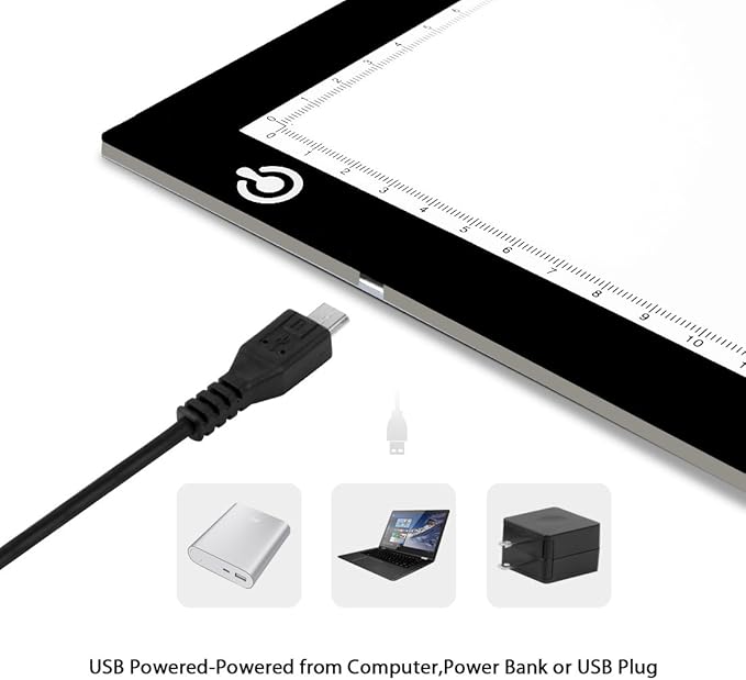LitEnergy A4 LED Copy Board Light Tracing Box, Ultra-Thin Adjustable USB Power Artcraft LED Trace Light Pad for Tattoo Transferring, Drawing, Streaming, Sketching, Animation, Stenciling