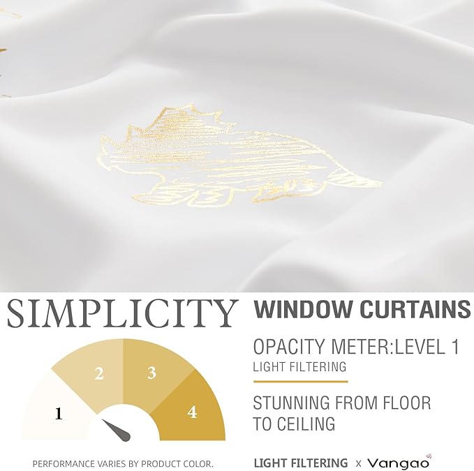Vangao Kids Curtains White Drapes Dinosaur Curtains for Boys Kids Nursery Girls Room Golden Dino Foil Print Light Filtering Grommet Top Window Drapes 84 Inches Length 2 Panels
