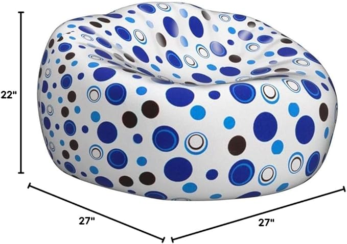 Posh Creations Bean Bag Chair for Kids, Teens, and Adults Includes Removable and Machine Washable Cover, Canvas Bubbles Blue and White, 27in - Medium
