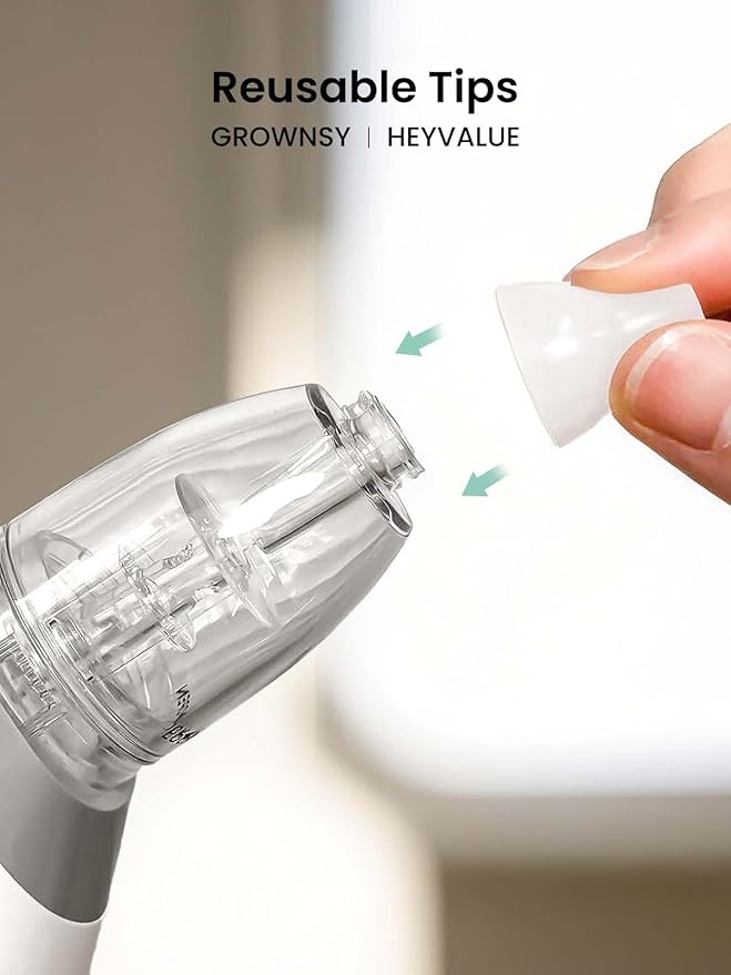 GROWNSY Nasal Aspirator for Baby with Protection Mode, Comes with 2 Larger Suction Chambers and 6 Food-Grade Soft Silicone Tips, Light Blue