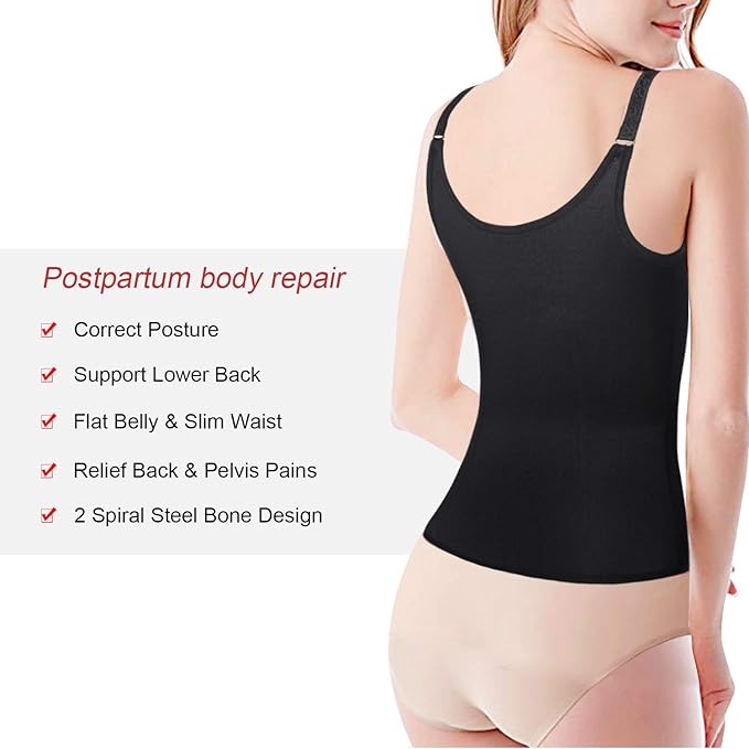 URSEXYLY Maternity Support Belt Postpartum Waist Trainer Shapewear Recovery Waist Cincher Black