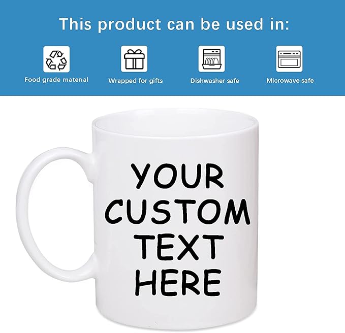 Custom Photo Coffee Mug with Your Picture and Text, Name - Personalized Gifts for Family, Girlfriend, Boyfriend, Best Friend, Birthday, Halloween, Christmas Gifts, Taza Personalizadas - 11oz White