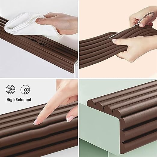 Bunk Bed Ladder Pads,Self-Adhesive Bunk Bed Ladder Cover Foam Padding,Traction Treads for Stair Steps,Soft Extra-Wide Edge Protector,Furniture 6.5 Ft Brown