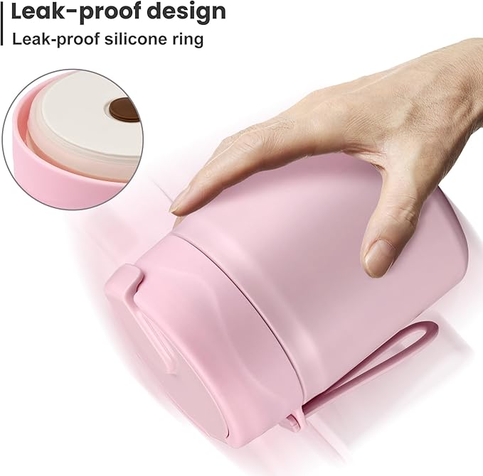 17oz Soup Thermo for Hot Food Kids,Insulated Food Jar with Spoon,Thermo Hot Food Lunch Container,Wide Mouth Leakproof Stainless Steel Lunch Box for School-Pink