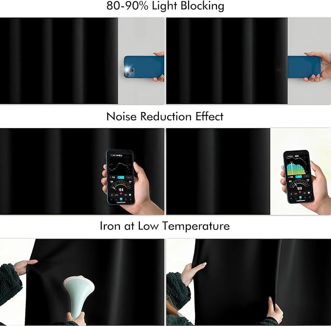 MIULEE Black Back Tab Blackout Curtains 98 Inch Length 2 Panels Set for Living Room Bedroom Privacy, Halloween Rod Pocket/Pinch Pleat Thermal Insulated Room Darkening Pleated Light Blocking Drapes