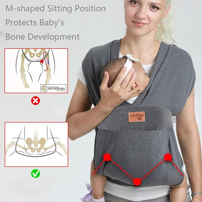 Baby Wraps Carrier Sling, Baby Carrier for Newborns and Toddlers,Skin-Friendly and Soft Front Baby Carrier Wrap Perfect Baby Gifts (Grey, Cotton)
