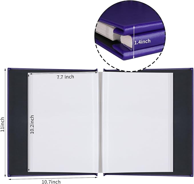 Inspirational Leather Photo Album,Magnetic Self-Stick Page Photo Album,Family Album,Hand Made DIY Albums Holds 3x5, 4x6, 5x7, 6x8 Photos (purple-always remember)