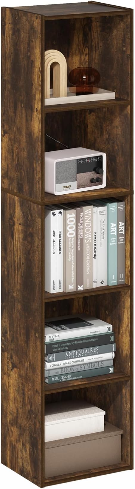 Furinno Pasir 5-Tier Open Shelf Bookcase, Bookshelf, Amber Pine