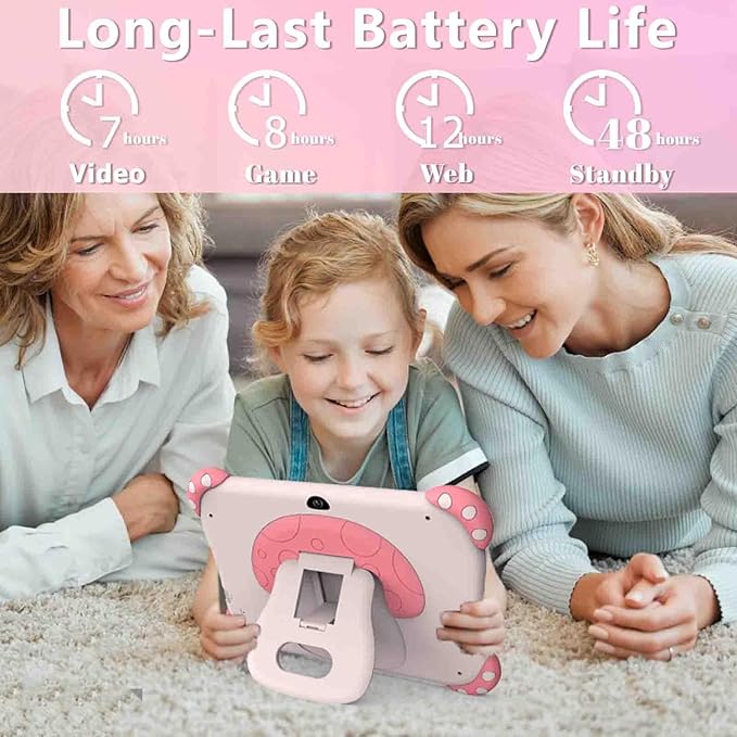 Kids Tablet 7 inch Tablet for Kids Wifi Kids Tablets 32G Android 10 Dual Camera Educational Games Parental Control, Toddler Tablet with Kids Software Pre-Installed Kid-Proof YouTube Netflix (Pink)