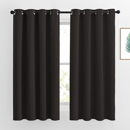 NICETOWN Blackout Curtains Panels for Window - Triple Weave Energy Saving Thermal Insulated Solid Grommet Blackout Drapes for Kitchen (1 Pair, 52 inches by 63 Inch, Toffee Brown)