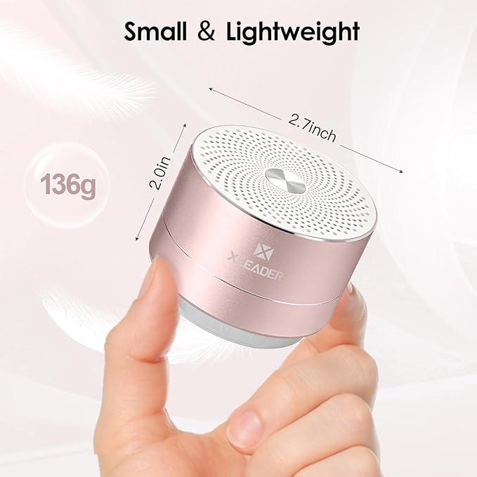 Mini Bluetooth Shower Speaker, IPX6 Waterproof Speaker, with RGB Lights, Mic, Portable Silicone Lanyard, Suction Cup, Clear Sound&Rich Bass, 12h Playtime, Small Pink Gifts for Girls Women