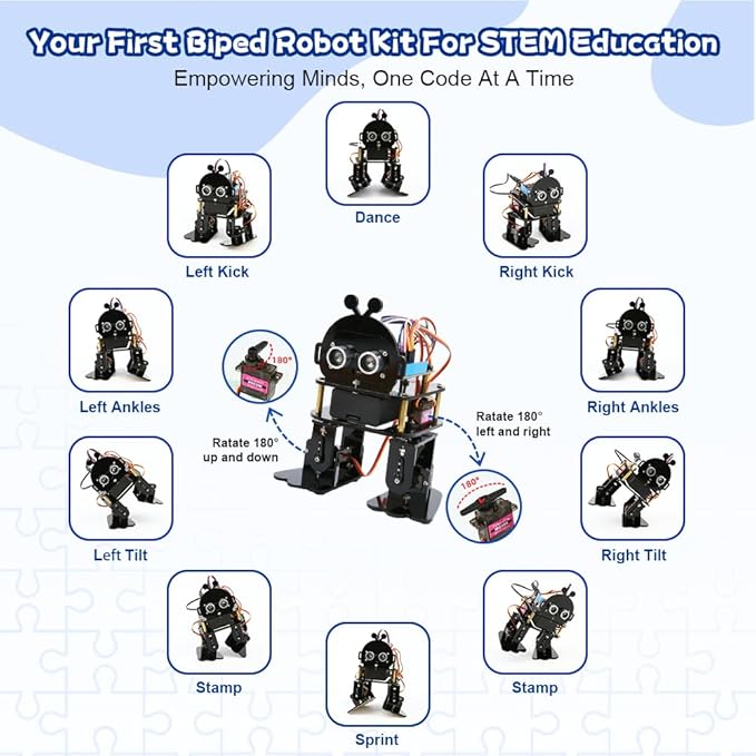 Robotics for Kids Ages 12-16，Bionic Biped Robot Kit for Arduino ESP32, STEM Science Kits, Cool Engineering Building Toys, Science Coding Kit for 12+ Boys Girls Teens and Adults Unique Gifts