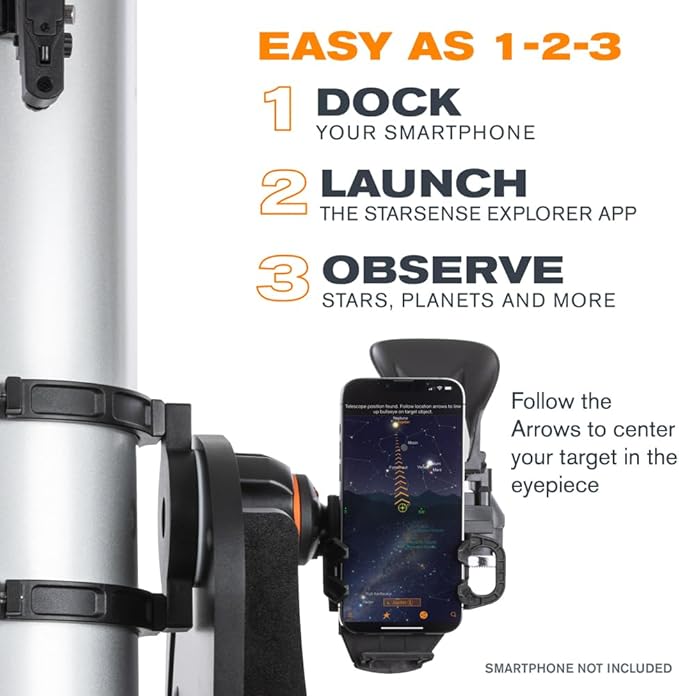 Celestron StarSense Explorer 150AZ App-Enabled Telescope – 150mm Tabletop Dobsonian with Smartphone Dock & StarSense App – iPhone & Android Compatible – Easy-to-Use for Beginners