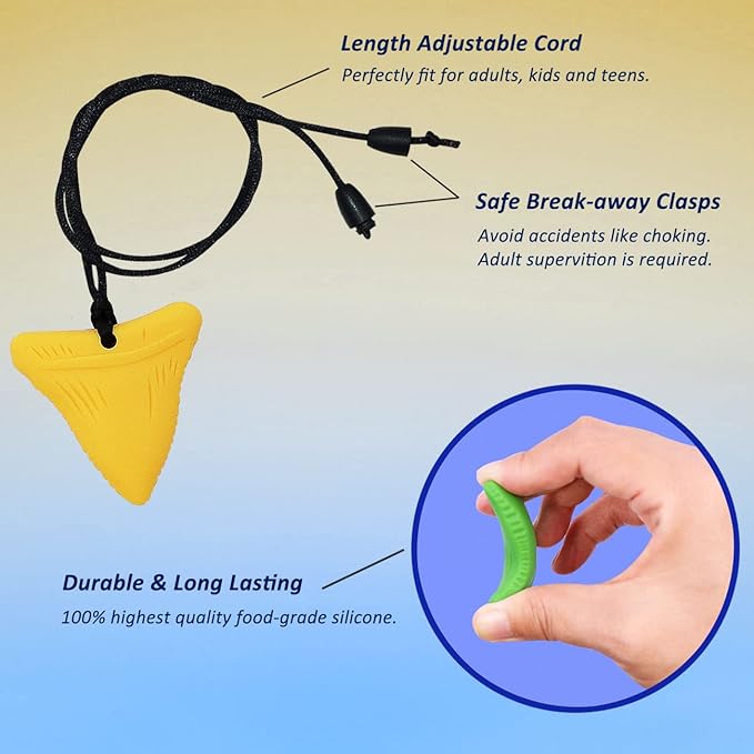 Chew Necklace for Kids Adults, Silicone Chew Toys for Kids Boys Girls with Anxiety Autism ADHD SPD Needs, Autism Sensory Necklaces for Chewing - 5 Pack