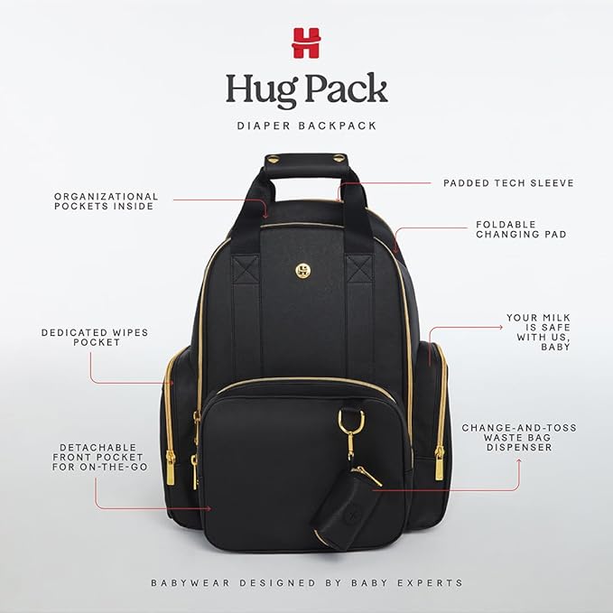 Huggies Signature Hug Pack Diaper Backpack, Dark Grey Heather, O/S