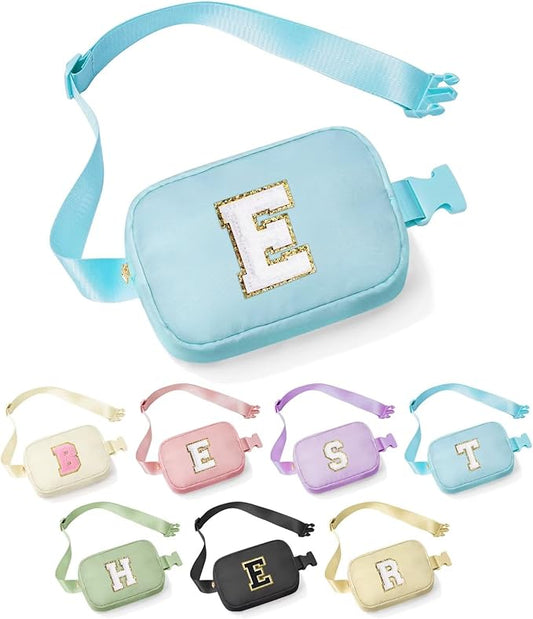 YOOLIFE Personalized Gifts - Crossbody Bag for Women, Initial Blue Belt Fanny Pack Travel Gift