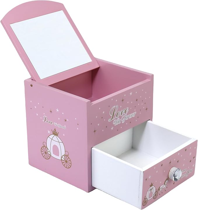 Girl Jewelry Box Pink Tabletop Storage Box Little girl birthday christmas Gift kids jewelry box Organizer