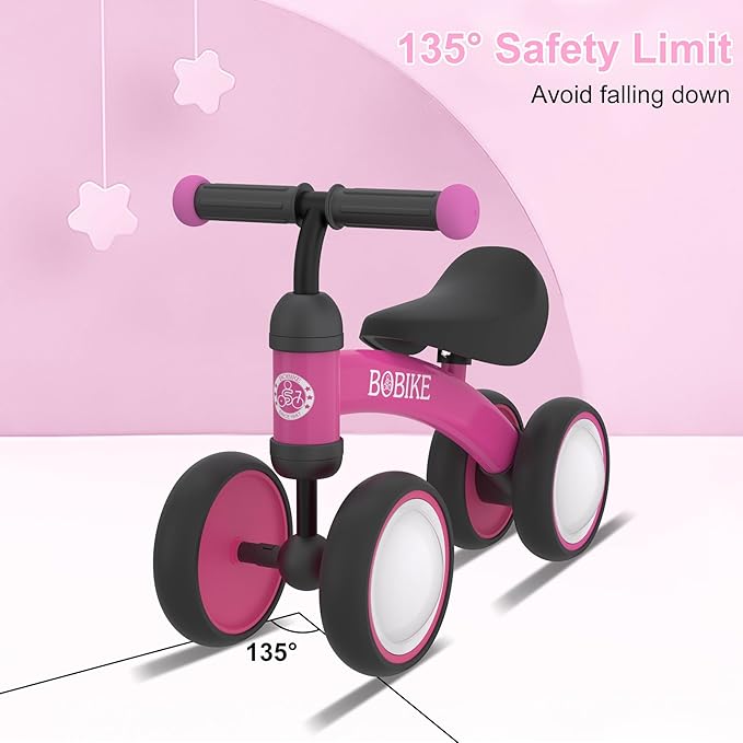 Baby Balance Bike Toys for 12-36 Months Kids Toy Boy and Girls Gifts Toddler Best First Birthday Gift Children Walker No Pedal Infant 4 Wheels Bicycle (Colorful, Rose Red-Light)
