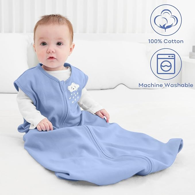 Yoofoss Baby Sleep Sack 12-18 Months Baby Wearable Blanket 100% Organic Cotton 2-Way Zipper TOG 0.5 Toddler Sleeping Sack 3 Pack, Lightweight Sleep Sacks for Babies