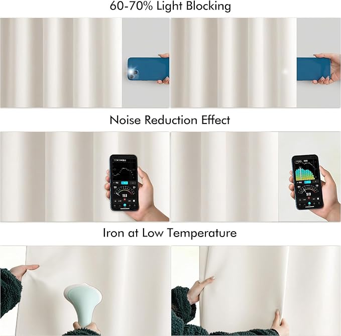 MIULEE Ivory Back Tab Blackout Curtains 84 Inch Length 2 Panels Set for Living Room Bedroom Privacy, Rod Pocket/Pinch Pleat Thermal Insulated Room Darkening Pleated Light Blocking Drapes