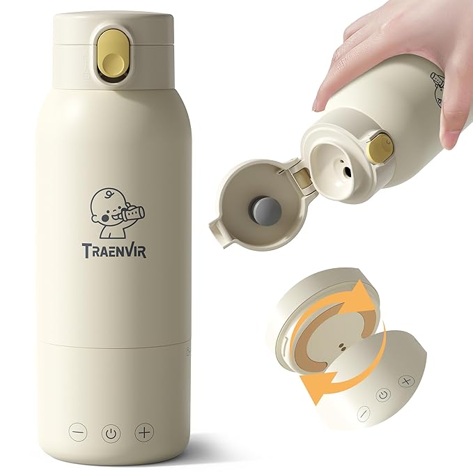 Portable Bottle Warmer for Travel, Removable Bottle Warmer for Formula, Breast Milk & Water, 17oz Large Capacity Baby Milk Warmer with Fast Heating, Baby Bottle Warmer On The Go for Outdoor
