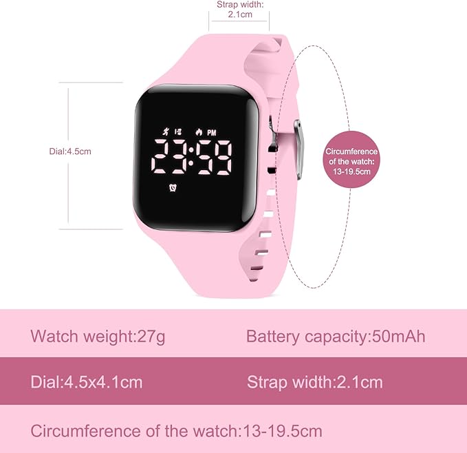 Kids Watches for Girls Boys Digital Sport Watch with Step Counter Pedometer Vibration Alarm Clock, No App Waterproof Fitness Tracker Kids Watch Boys Girls Teens Students Ages 5-16
