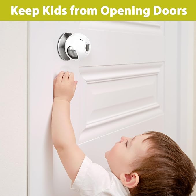 Child Proof Door Knob Covers 6 Pack Door Knob Safety Cover for Kids to Keep Kids from Opening Doors Baby Proof Door Knob Covers 2.7 Inch Large Diameter Child Safety Door Knob Cover Fit More Round Knob