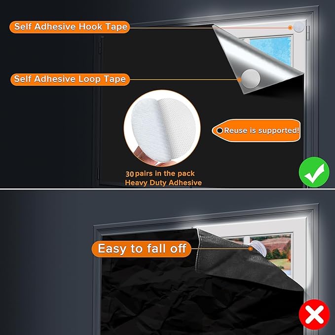 Portable Blackout Shades (157" x 57") Travel Window Blackout Curtains, 100% Blackout Material Temporary Blackout Blinds for Baby Nursery, Bedroom, Dorm Room, or Travel Use