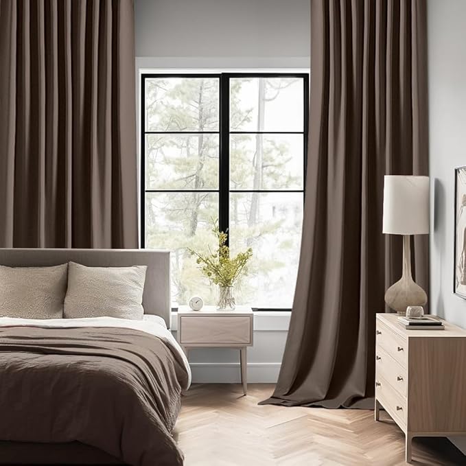 MIULEE Chocolate Brown Back Tab Blackout Curtains 84 Inch Length 2 Panels Set for Living Room Bedroom Privacy, Rod Pocket/Pinch Pleat Thermal Insulated Room Darkening Pleated Light Blocking Drapes