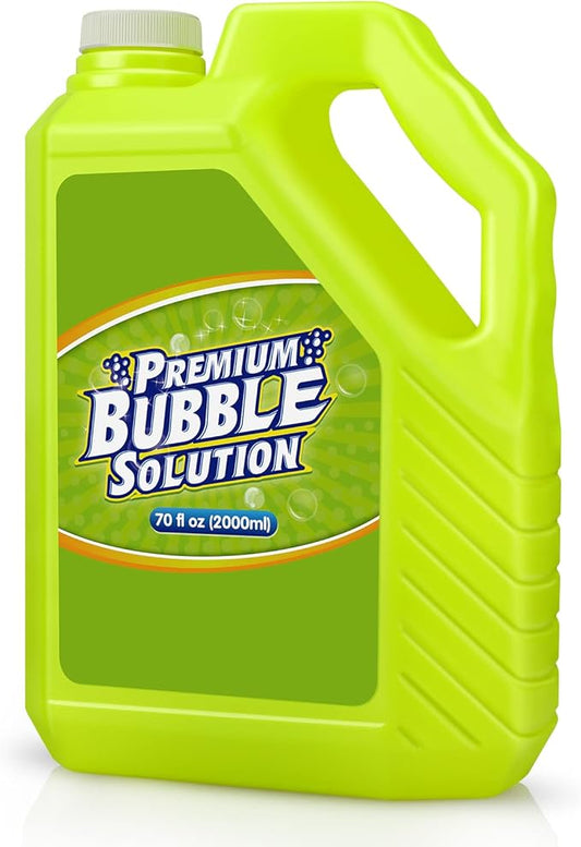 Bubble Solution Refill - 70 Ounce Premium Bubble Liquid Refills for Bubble Machine, Wand, Gun, Blower at Wedding and Party - Bubbles Toy for Kids Toddlers Boys Girls (with Portable Handle)