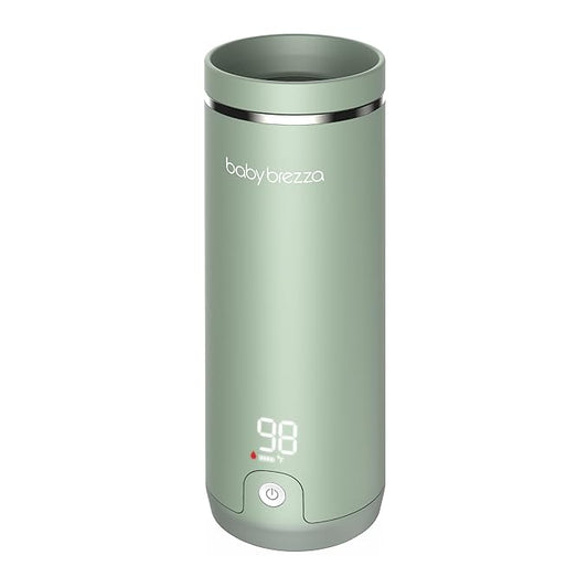 Baby Brezza SuperFast Portable Baby Bottle Warmer – 67% Faster - Travel Breastmilk Warmer and Formula Warmer - Safe, Even Heating - Up to 9oz - No Adapters, Green