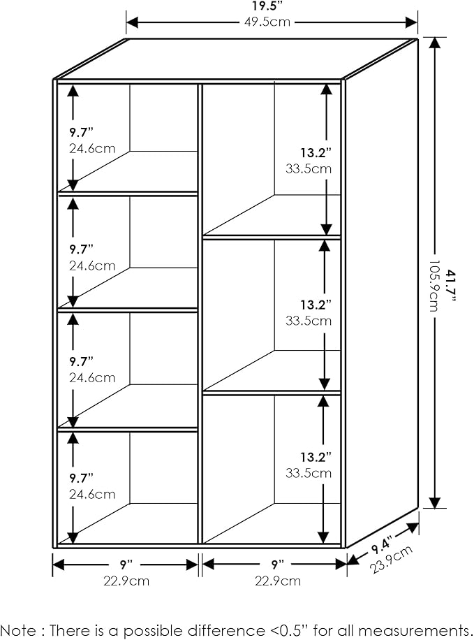 Furinno Luder Bookcase / Book / Storage , 7-Cube, White