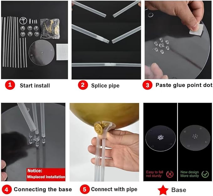 TONIFUL 6 Set Balloon Centerpieces for Table Black Gold Confetti Balloon Stand Kit for 2025 Graduation Party Decoration Birthday Anniversary Halloween 2025 Party Decorations