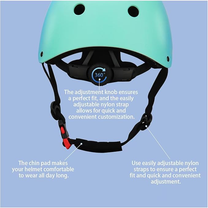 Color Gradient Adjustable Kids' Helmet with Knee & Elbow Pads Set | Multi-Sport Safety Gear for Boys & Girls Ages 5-14 | Skateboarding, Scooters, Roller & Inline Skating, Longboarding
