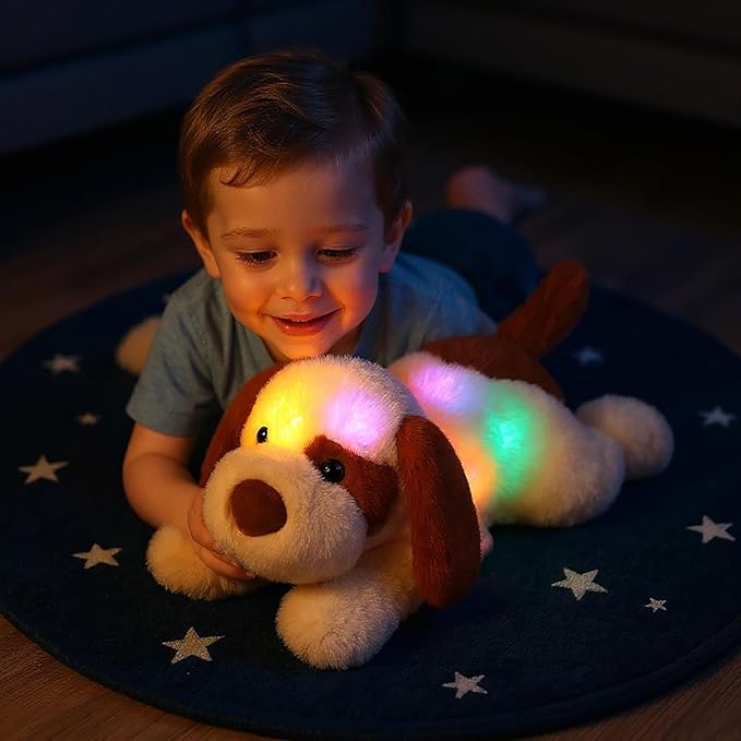 Cuteoy Glowing LED Dog Light-up Nightlight Toys Musical Plush Stuffed Animal Soft Singing Lullabies Birthday Christmas Plushies Puppy Gifts for Kids Boys Girls,14"