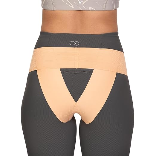 Women's Pelvic Support Belt - Uterus & Bladder Girdle | Postpartum Recovery, Pain Relief | High Waist Beach Sand (Large)