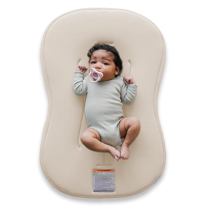 Snuggle Me® Baby Lounger Curve (0-6 Months) - Premium Organic Cotton with Foam Core, Machine-Washable Cover, Buttery-Soft & Breathable Infant Lounger with Travel Bag (30 in x 20 in x 1.9 in) - Natural
