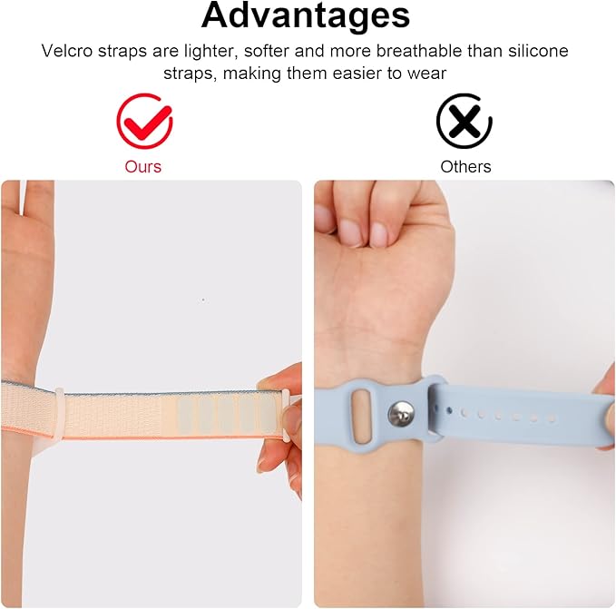 Kids Wristband Compatible with Apple AirTag, Protective Case for Air Tag GPS Tracker Holder with Nylon Bracelet, Adjustable Anti Lost Watch Band for Toddler Child Elder(Mlik White)