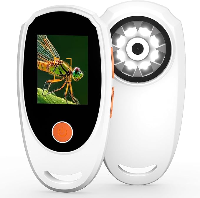 Magnifying Glass for Kids, Digital Microscope with 2.0" IPS Screen,500X,8 Adjustable LEDs,Handheld Microscope for Insect Plant Leaf,Coin Magnifying Glass and Small Fonts,USB Connection to PC