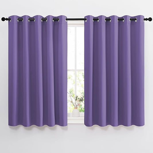 NICETOWN Blackout Curtains for Girls Room - Thermal Insulated Solid Grommet Room Darkening Panels/Drapes for Girl's Bedroom (Lilac Purple, 1 Pair, 66 by 54-Inch)