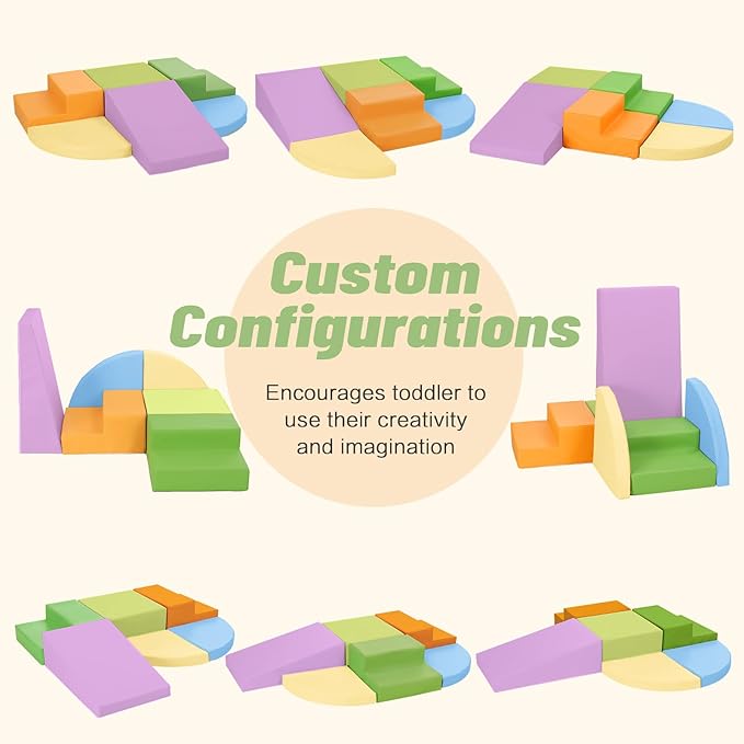 6-Piece Foam Climbing Blocks for Toddlers: Baby Foam Climbing Gym PU Leather Colorful Indoor Toy Building Blocks