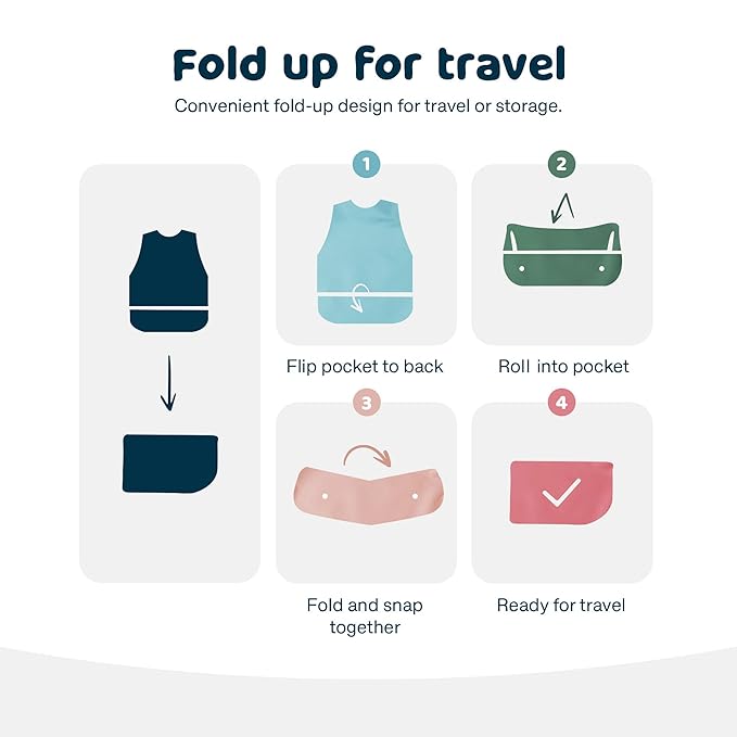 Tiny Twinkle Mess Proof Baby Bib - Waterproof & Lightweight Baby-Led Weaning Apron | 100% Recycled Polyester, Easy Clean & Machine Washable (Black Checkers, Small 6-24 Months)