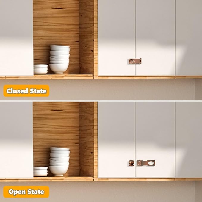 Alise Keyed Hasp Lock,4 Inch Safety Packlock Clasp Hasp Lock Latch with Lock,Door Hinge Lock with Keys Keyed Locking Hasp for Cabinets Closets Doors,Red Bronze