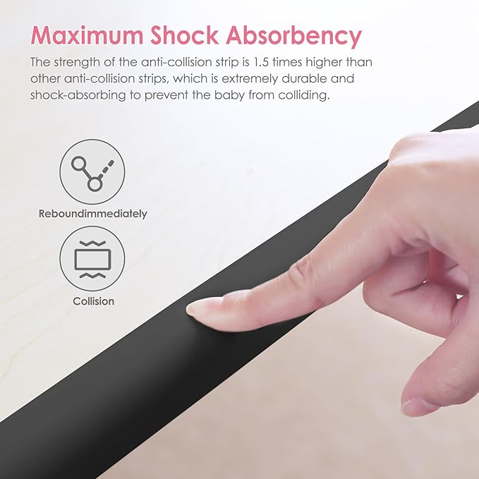 Baby Proofing Corners and Edges Protector Guards (16.5FT Edge +8 Corners), Soft Rubber Foam Edge Protector with Removable Double Sided Tapes, Furniture Table Bumper Guard for Baby Safety-Black