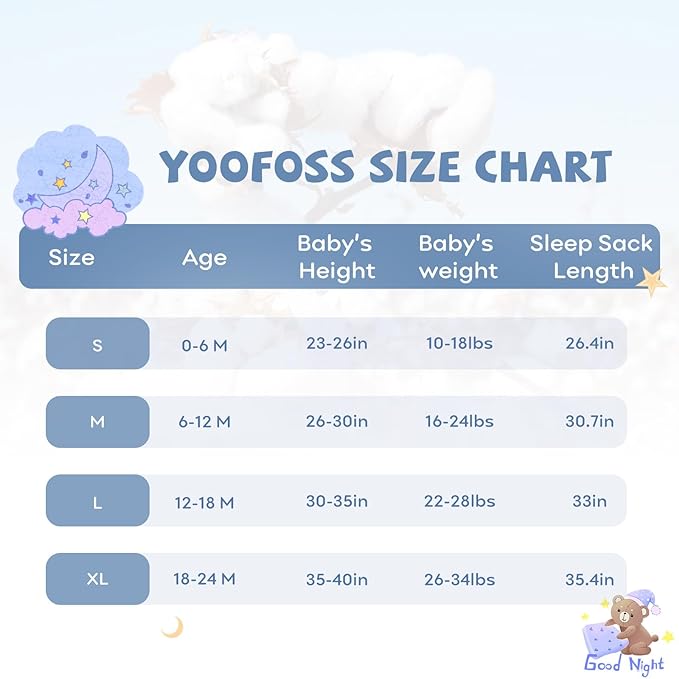 Yoofoss Baby Sleep Sack 18-24 Months Baby Wearable Blanket 100% Organic Cotton 2-Way Zipper TOG 0.5 Toddler Sleeping Sack 3 Pack,Soft Lightweight(X-Large)