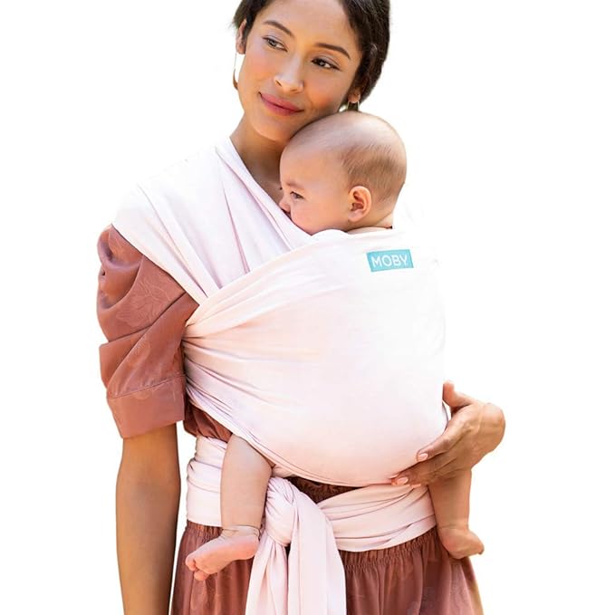 Moby Baby Wrap Carrier Classic for Newborns to Toddlers (8-33lbs), Infant Sling Carrier, Lightweight & Hands Free Design, Adjustable for All Body Types (Rose Quartz)